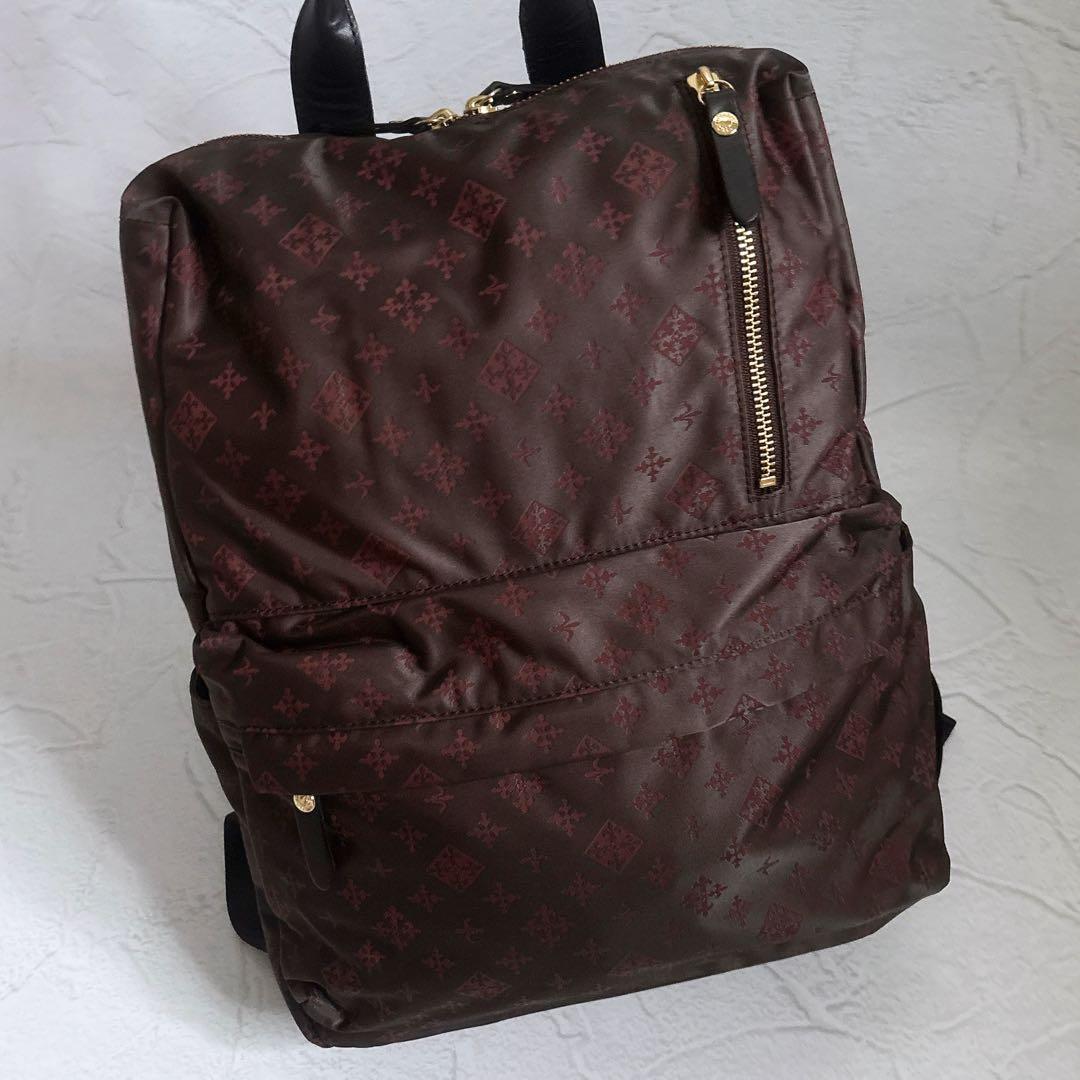 《美品》russet スクエアリュックサック モノグラム 大容量 A4 ブラウン