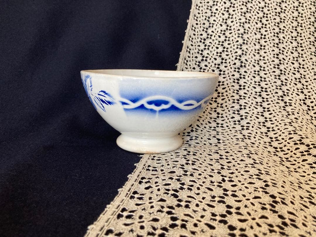 フランスアンティーク ディゴワン窯 大 ブルー カフェオレボウル