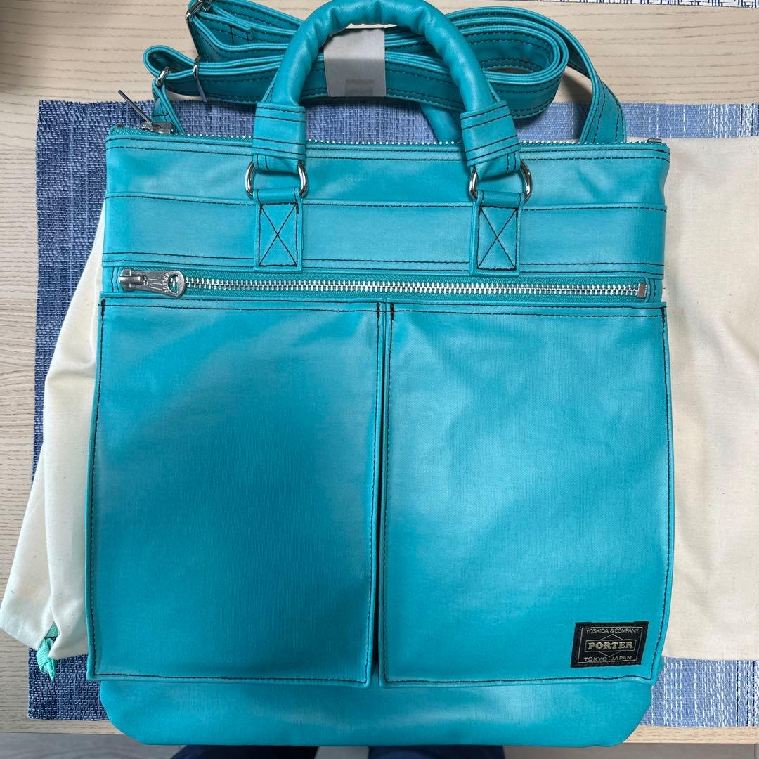 PORTERターコイズ 90周年記念 合成皮革 ヘルメットバッグ TURQUOISE(ターコイズ) HELMET BAG | 吉田カバンホームページ