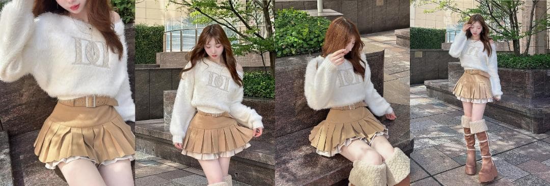 ダーリッチ darich ダブルプリーツミニスカート BEG ベージュ S - メルカリ