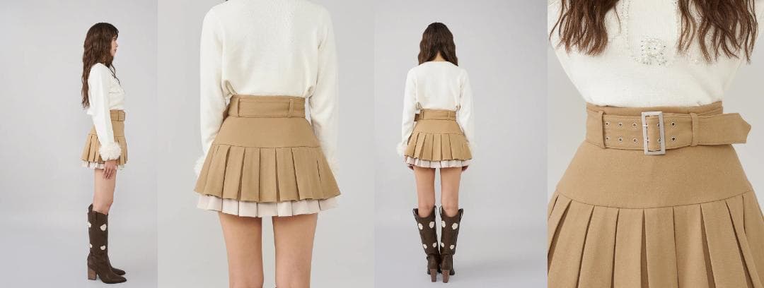 ダーリッチ darich ダブルプリーツミニスカート BEG ベージュ S - メルカリ