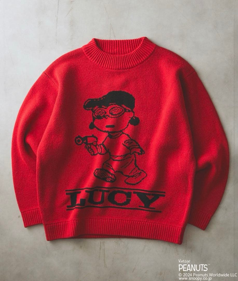 vintage peanuts ルーシー スヌーピー 赤ニット - メルカリ