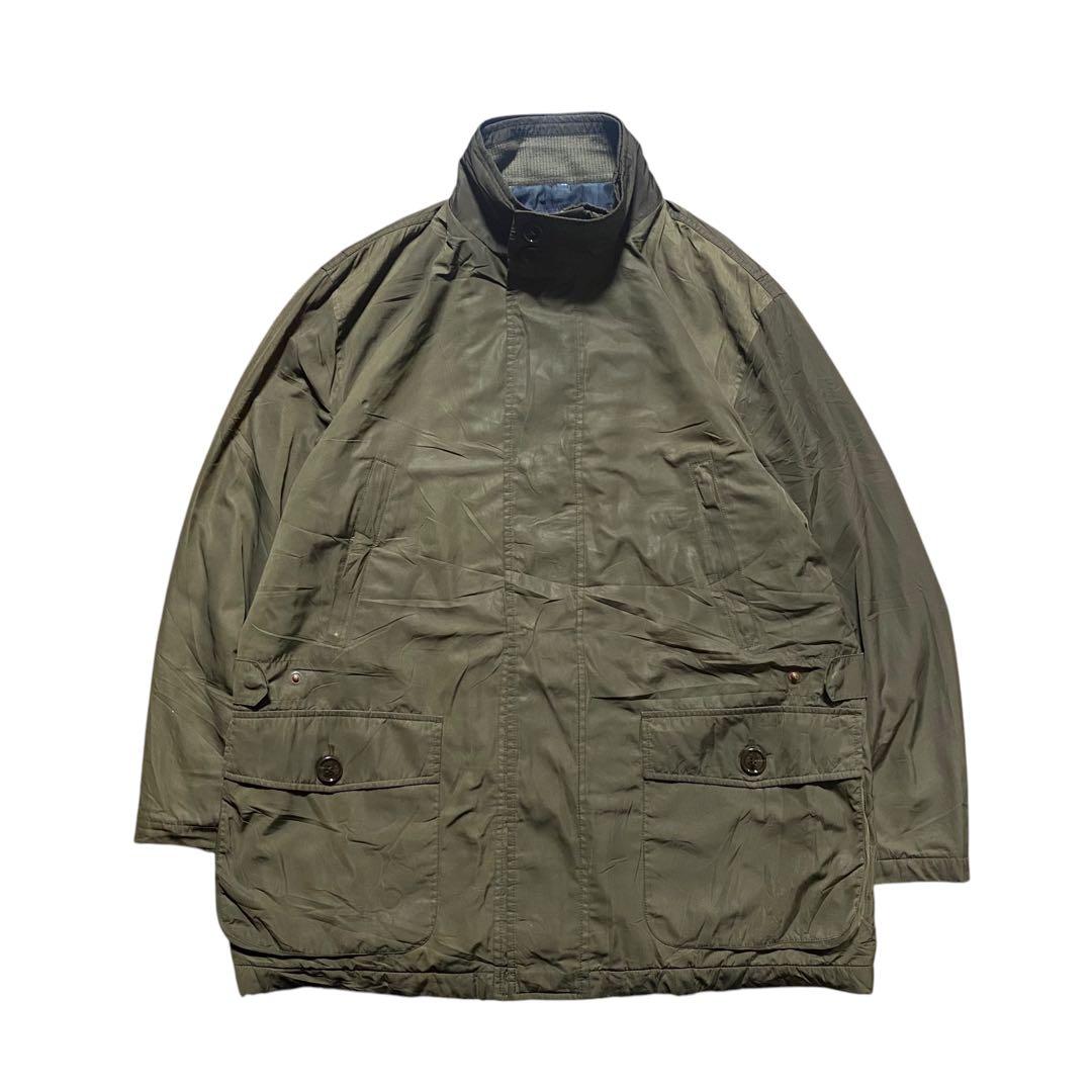 90s BURBERRY ウール モッズコート 刺繍ロゴXL（56）光沢オリーブ