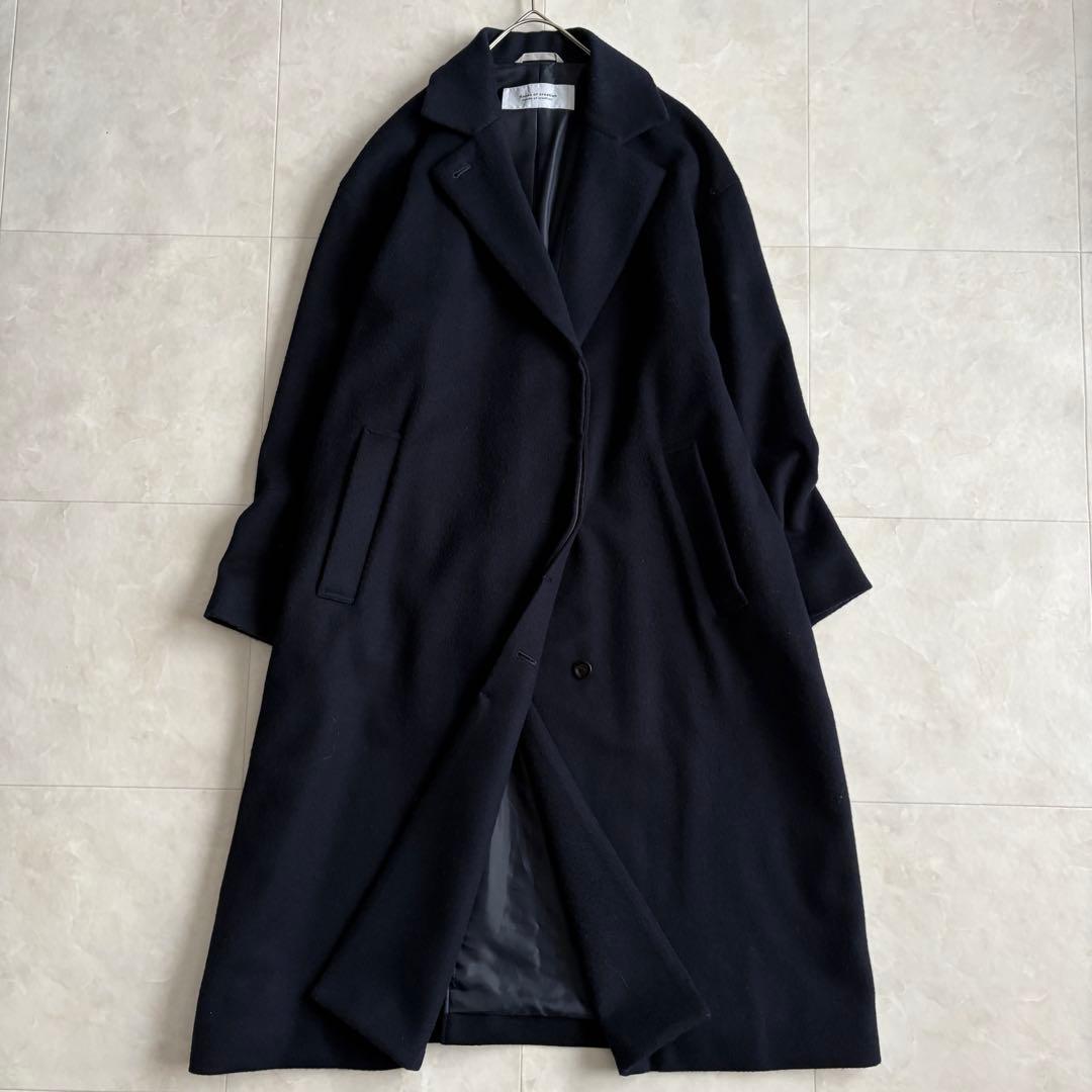 美品✨ ハンズオブクリエイション チェスターコート ネイビー F 日本製 ロング Lonner(ロンナー)」 オーダーチェスターコートお仕立券(プランB