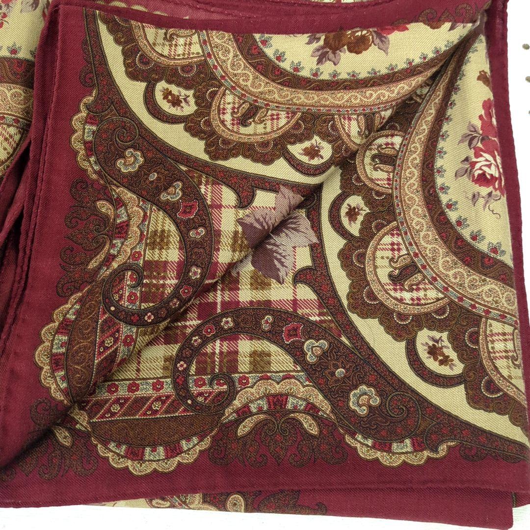 エトロ 大判スカーフ 花柄 ブラウン ワインレッド ○タグなし 楽天市場