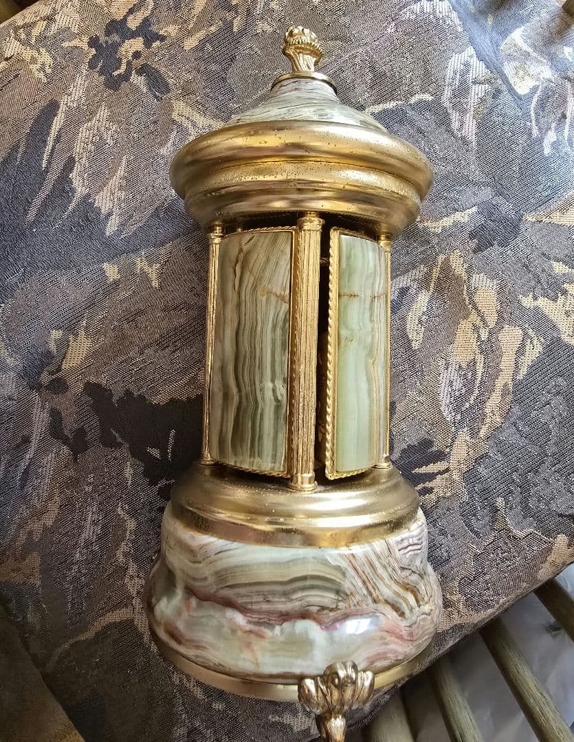 金箔・大理石 REUGE製オルゴール バレエダンスフィギュア付き大理石装飾品