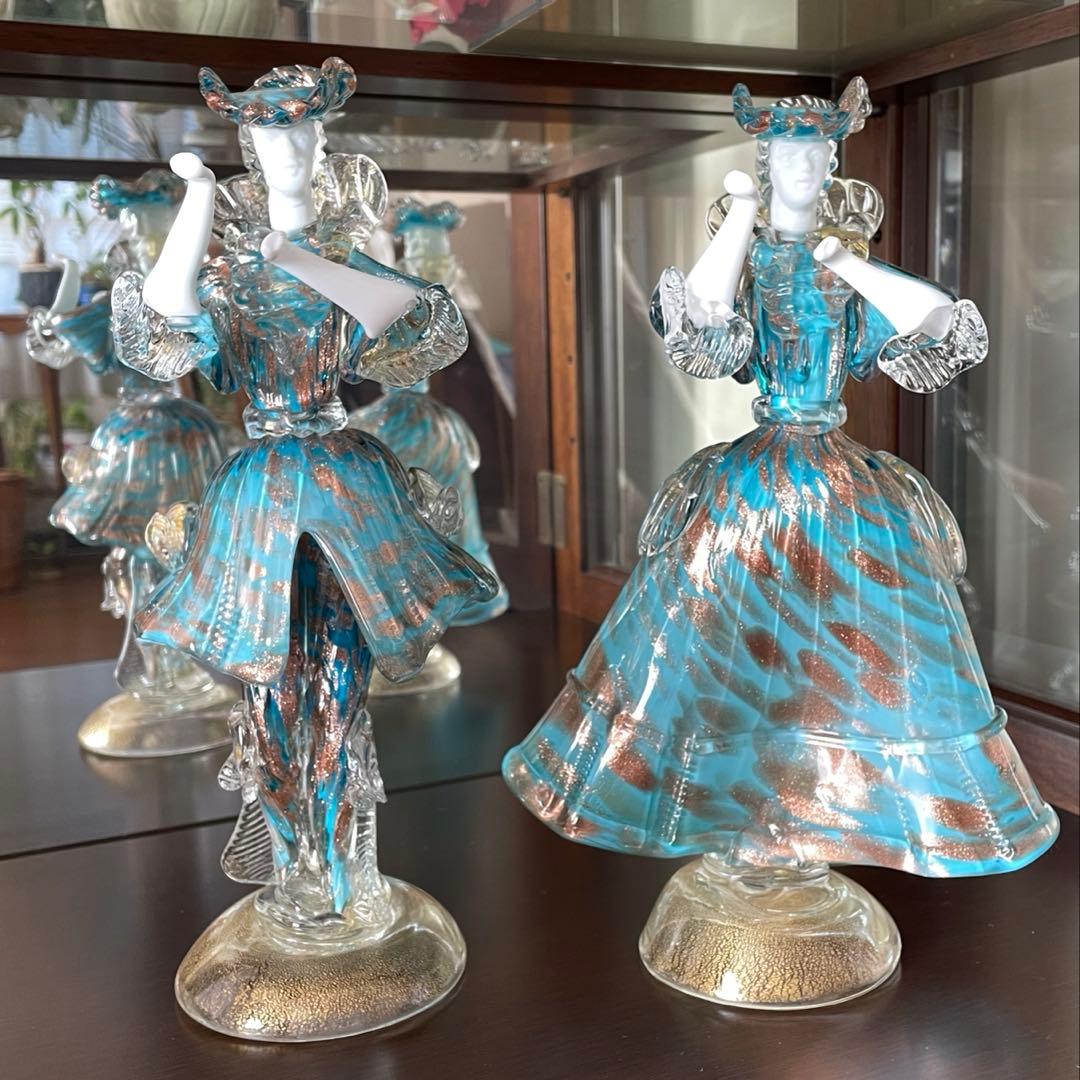 ムラーノガラスNewArte90 ヴェネチアンガラス　ペアダンサー置物イタリー ムラーノガラスNewArte90 ヴェネチアンガラス ペアダンサー置物