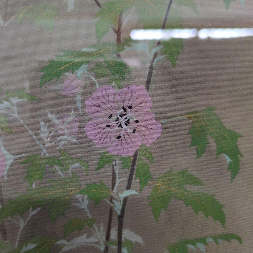 綺麗な日本画です。 繊細な花の絵 「アニソドンティア」木製額装 落款