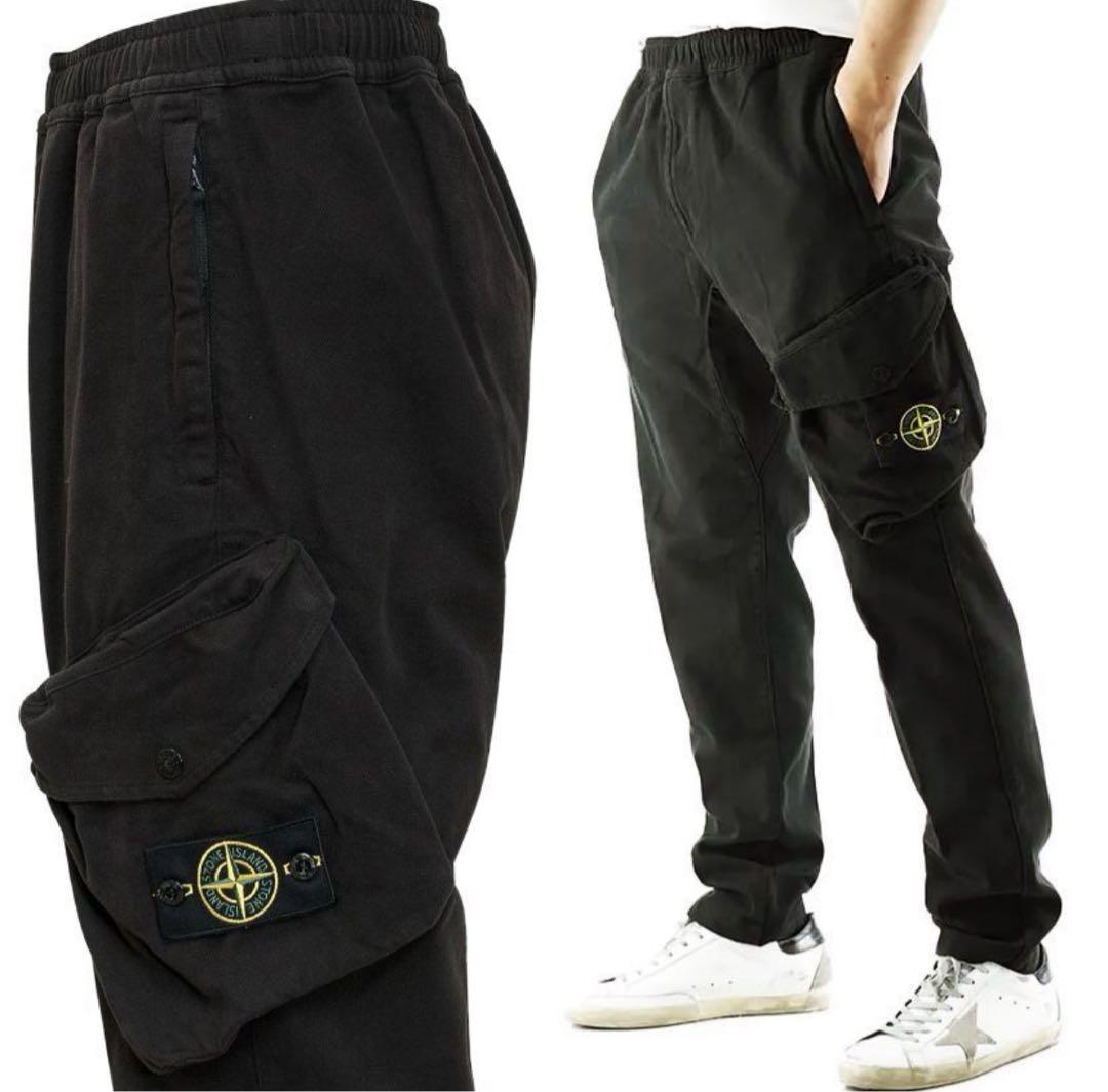 Stone  黒　カーゴパンツ サイズ28 ストーンアイランド STONE ISLAND コットン ロゴ ワッペン カーゴ