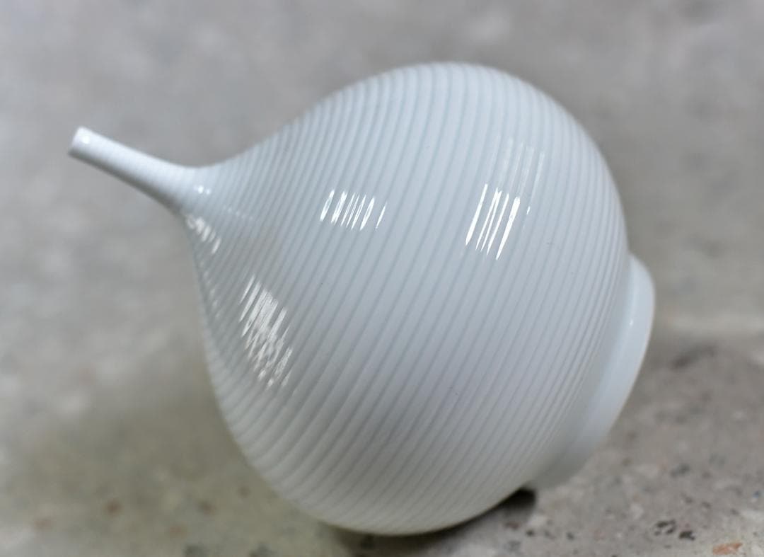 白磁細口線段壺【極上品】山口幹彦作 共箱