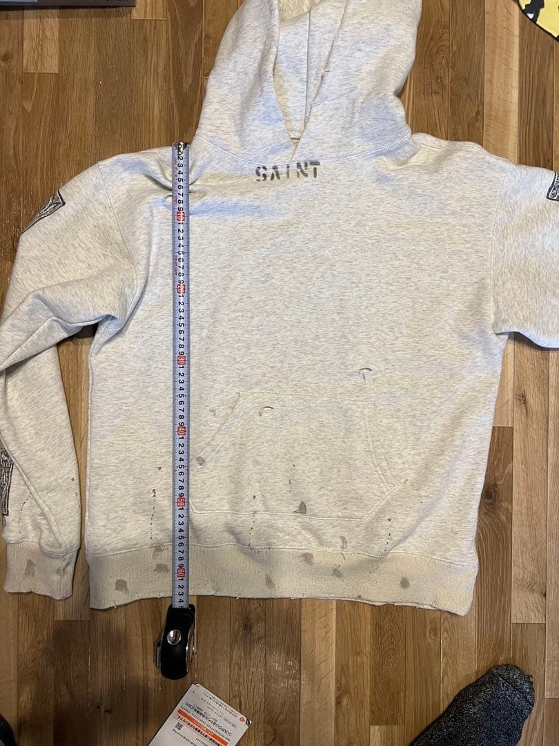 セントマイケル ダメージ加工 グレー パーカー Lサイズ - メルカリ