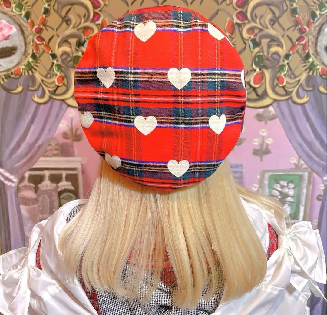 HEIHEI HEIHEI ベレー帽 帽子 チェック ハート 赤 ラフォーレ 原宿 レトロ