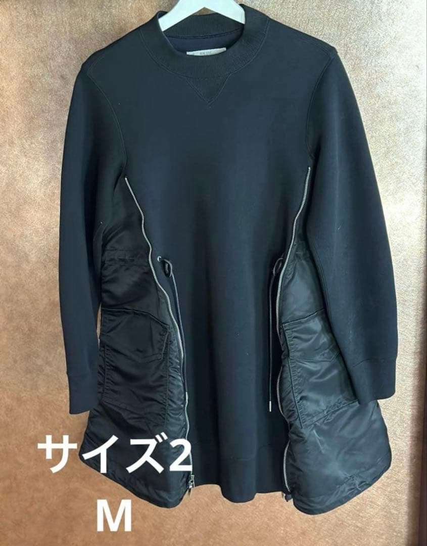 sacai スポンジスウェット ナイロン異素材ドッキングワンピース サカイ