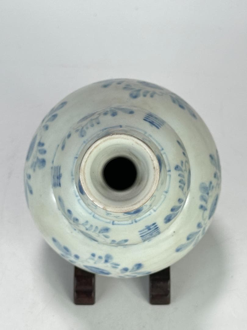 韓国美術 李朝時代 白磁 染付 青花 寿字文 花卉文 瓢箪瓶