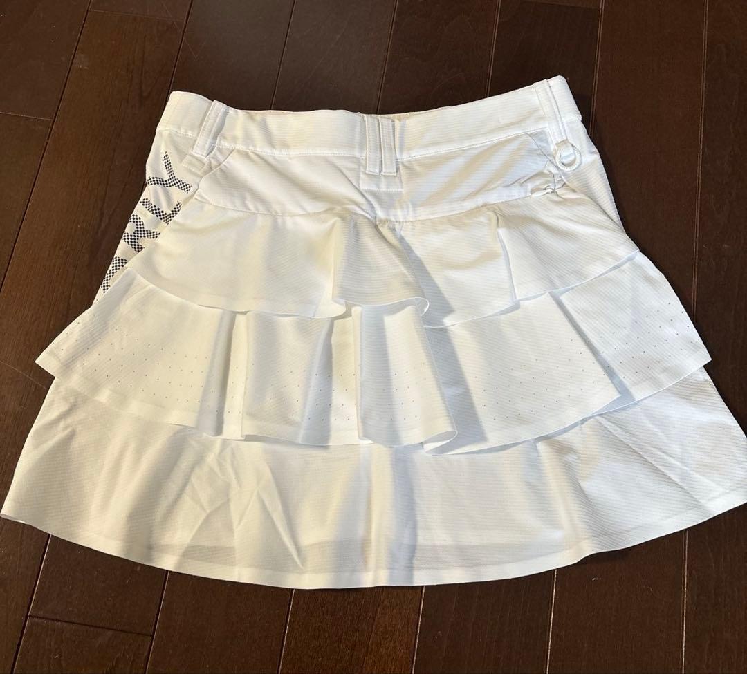パーリーゲイツTEXBRID格子後ろフリルチャーミング白スカートサイズ1