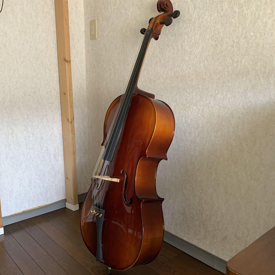 チェロ 木製 光沢仕上げ ソフトケース付 松脂 弦楽器