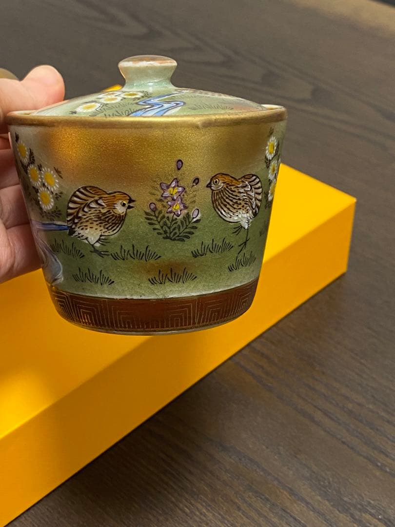 九谷焼 年代物 金彩うずら 煎茶茶器 明治〜大正 レトロ