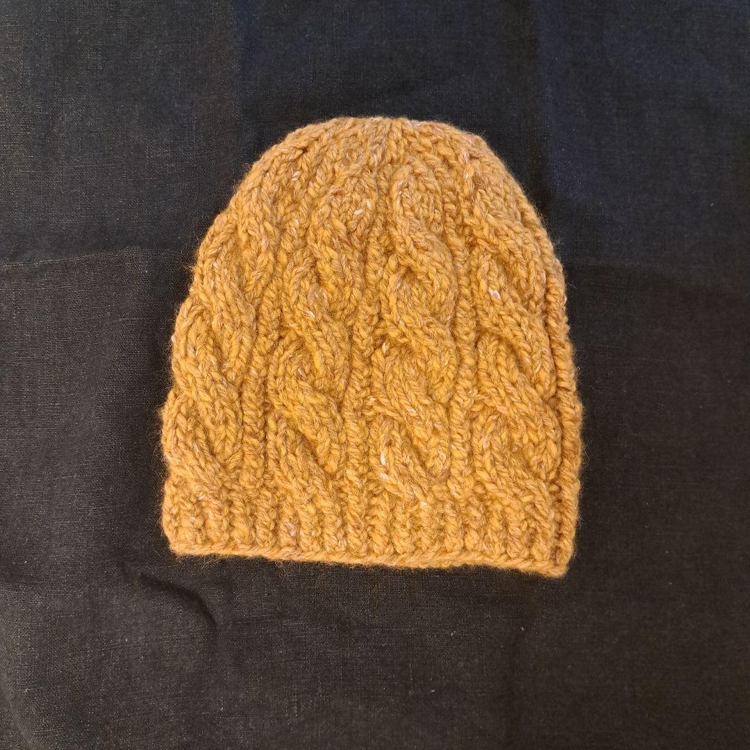 美品　yourwear　マスタード色 ニット帽 カシミヤウール yourwear ウールカシミヤケーブルニットキャップ ｜くらすこと公式