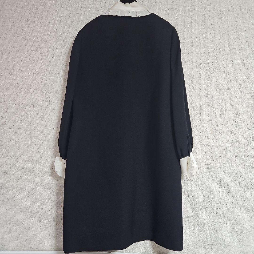 GUCCI シルクウールフリル付き黒ワンピース
