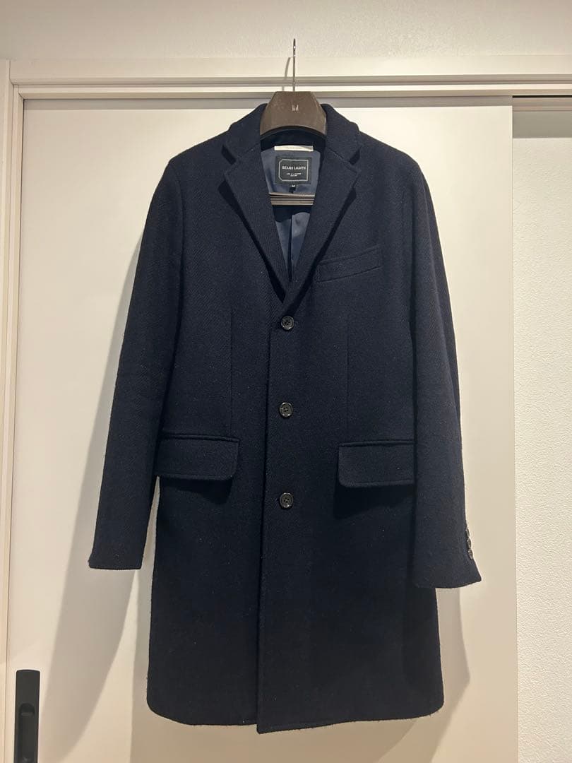Beams heart ハリスツイード製 チェスターコート ネイビー Mサイズ