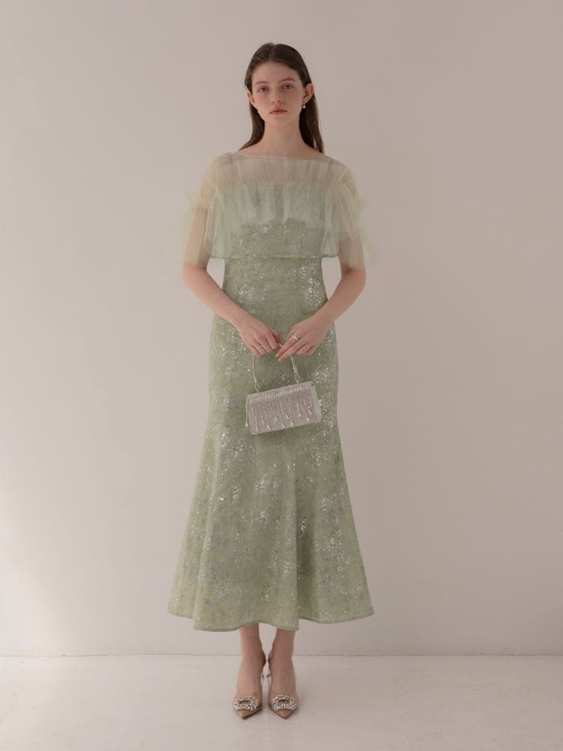 チュールフリルボレロペイントマーメイドワンピースドレス結婚式二次会