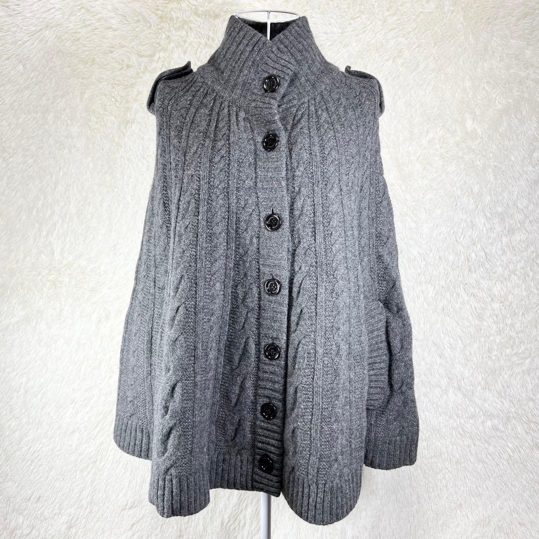 バーバリーロンドン ポンチョ ニット カシミヤ混 グレー エポーレット THE STORE by C'(ザ ストア バイシー)｜【COCUCA】カシミヤポンチョ