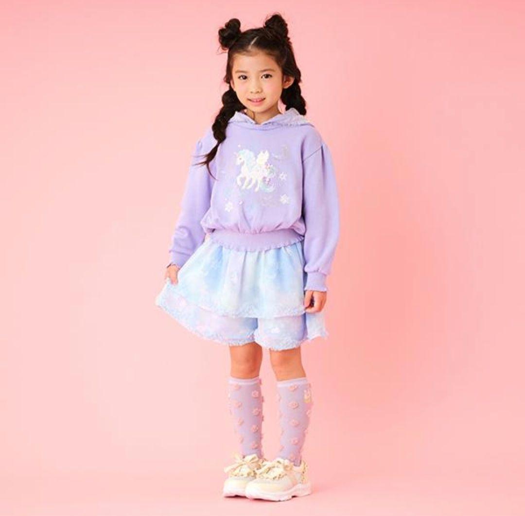 578【130】メゾピアノ 裏毛 ユニコーン刺しゅうフリルパーカー - メルカリ