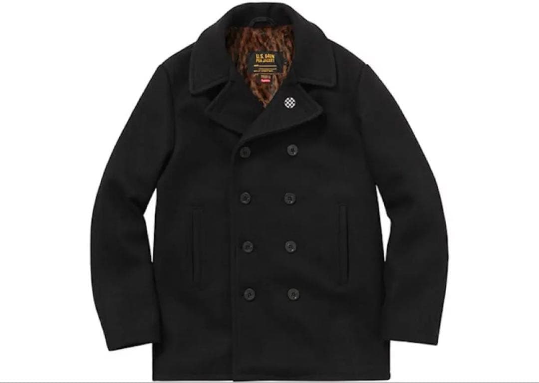 Supreme Schott Peacoat S レオパード ピーコート15aw Supreme Schott Peacoat S レオパード ピーコート15aw Supreme×Schott