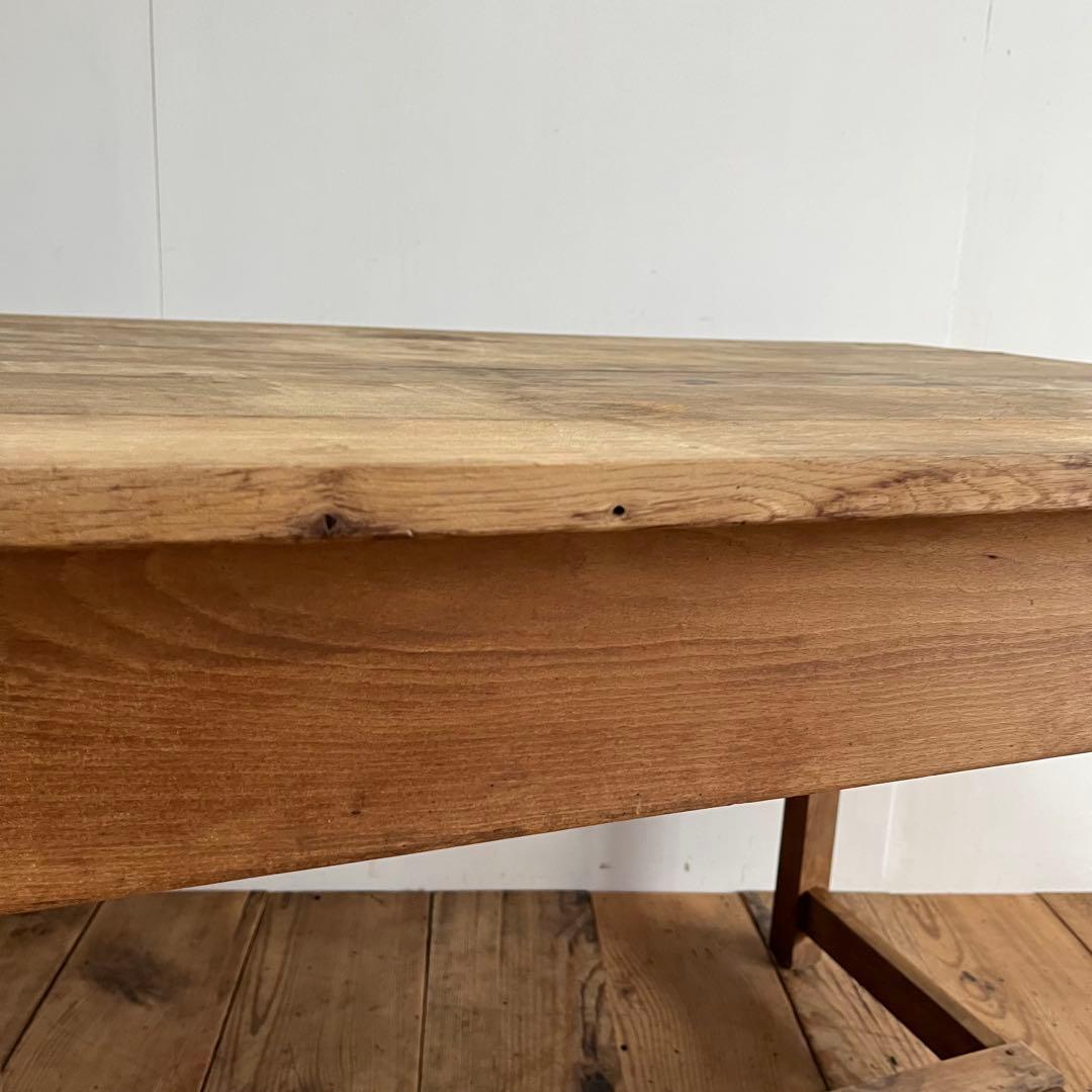 アンティーク テーブル 栗材 ナラ オーク シャビー 無塗装 古道具 《送料込》