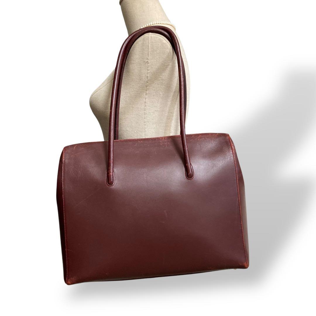 ヴィンテージ】カルティエ ブリーフケース ボルドー レザー トート