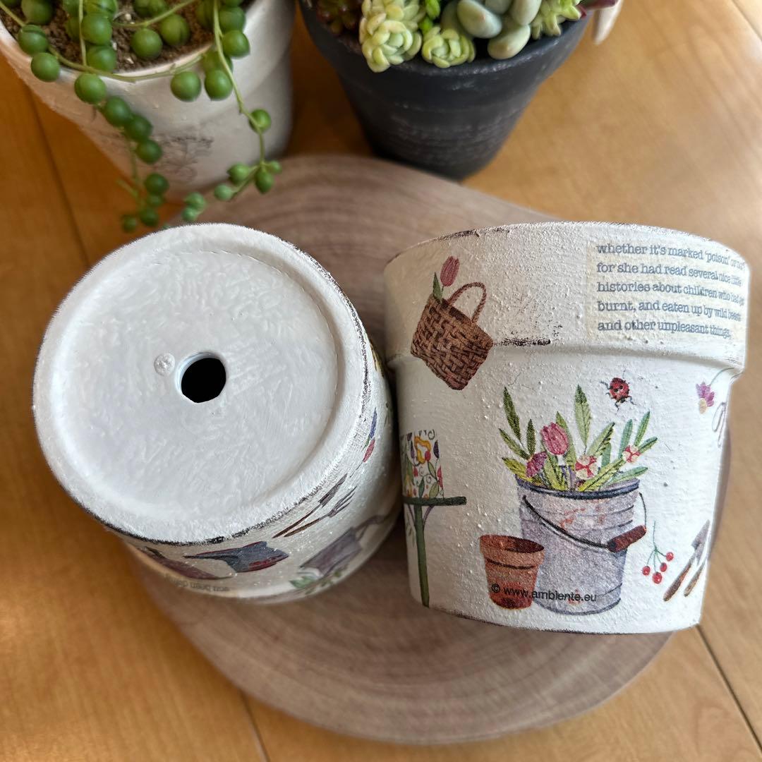 リメイク鉢 2つセット デコパージュ リメ鉢 植木鉢 プランター