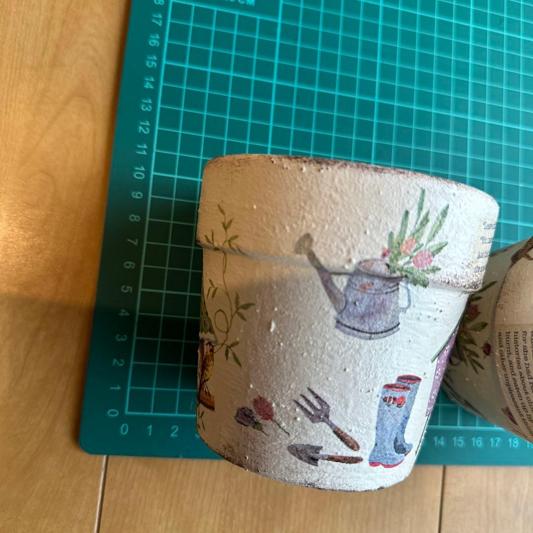 リメイク鉢 2つセット デコパージュ リメ鉢 植木鉢 プランター