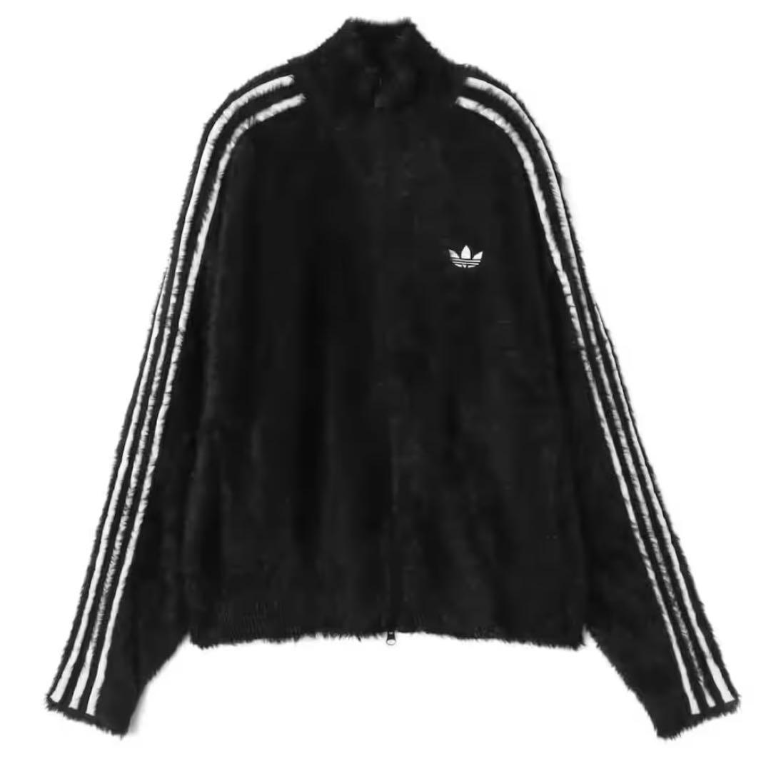 希少XS⭐️adidas フェイクモヘヤ クラシック トラックトップ 黒 ぴょ
