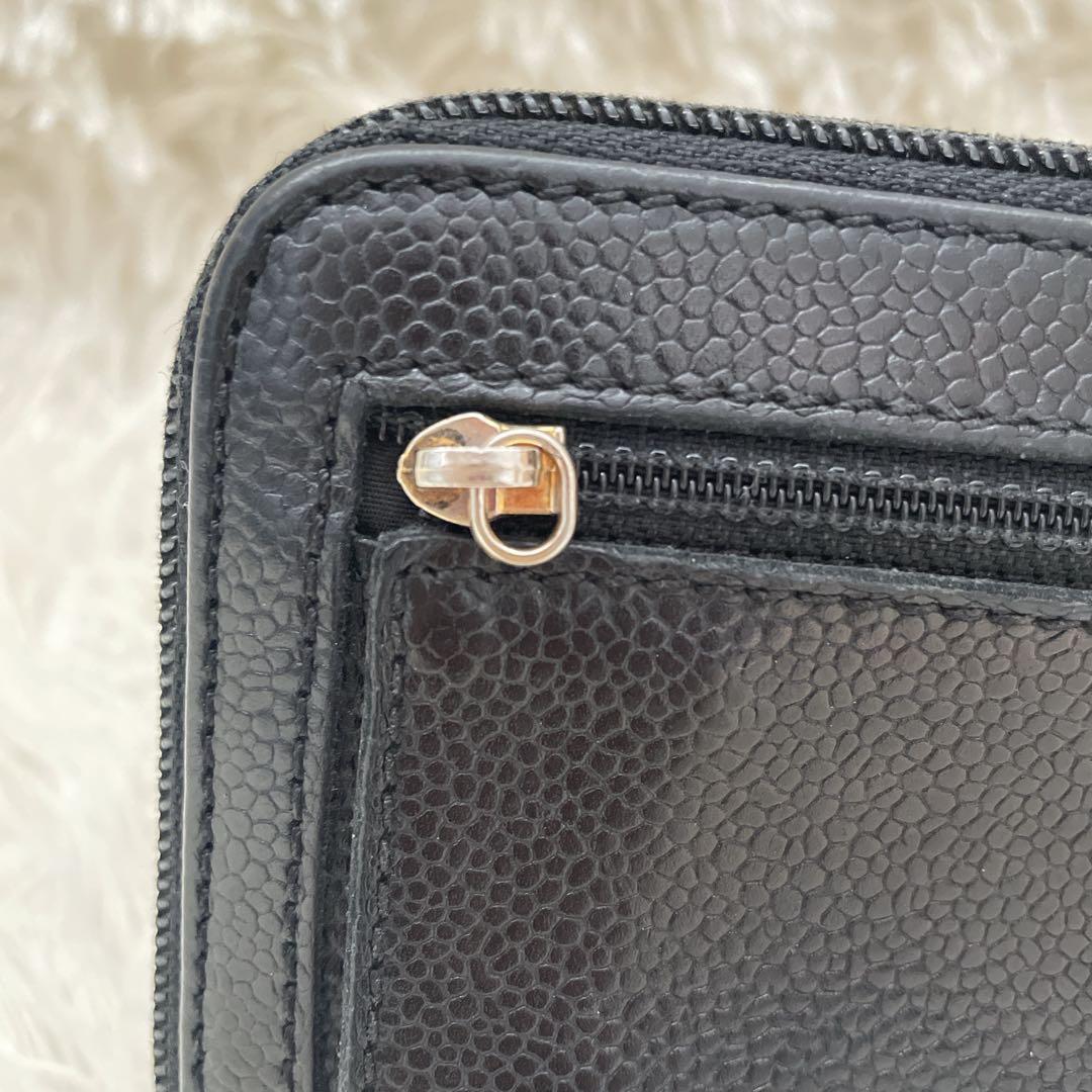 CHANEL キャビアスキン ラウンドファスナー 長財布 ココマーク