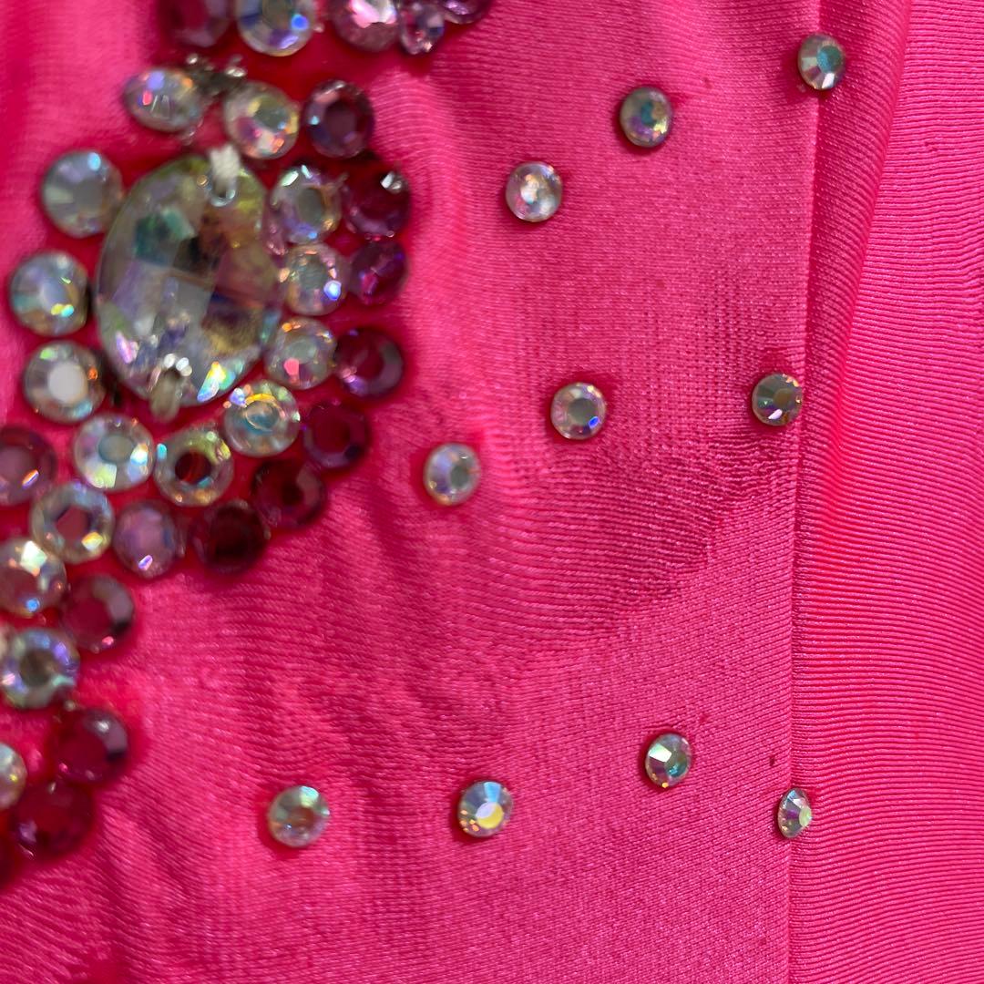 Y5697☆SM☆ピンク オーストリッチ スワロ スタンダードドレス☆社交