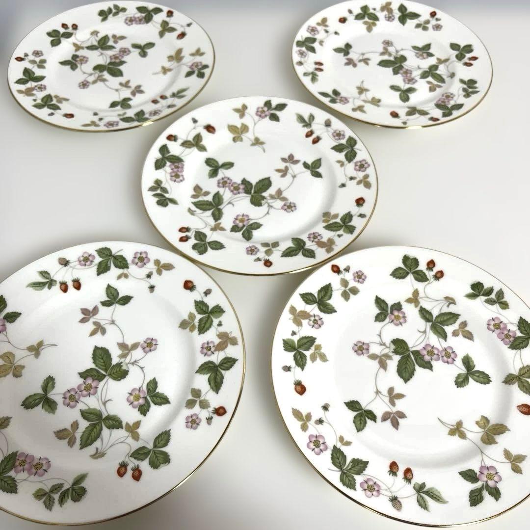 【FT】ウェッジウッド　ワイルドストロベリー　デザートプレート黒壺17.5×5枚 黒壺印 ウェッジウッド・ワイルドストロベリープレート - メルカリ