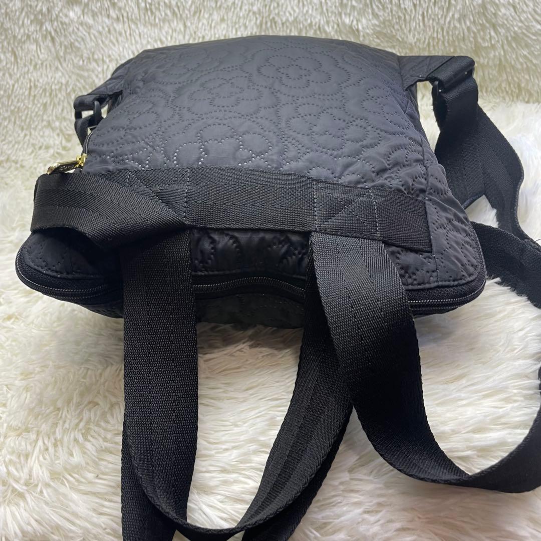 レスポートサック 2way リュック キルティング A4可 黒 花 フラワー