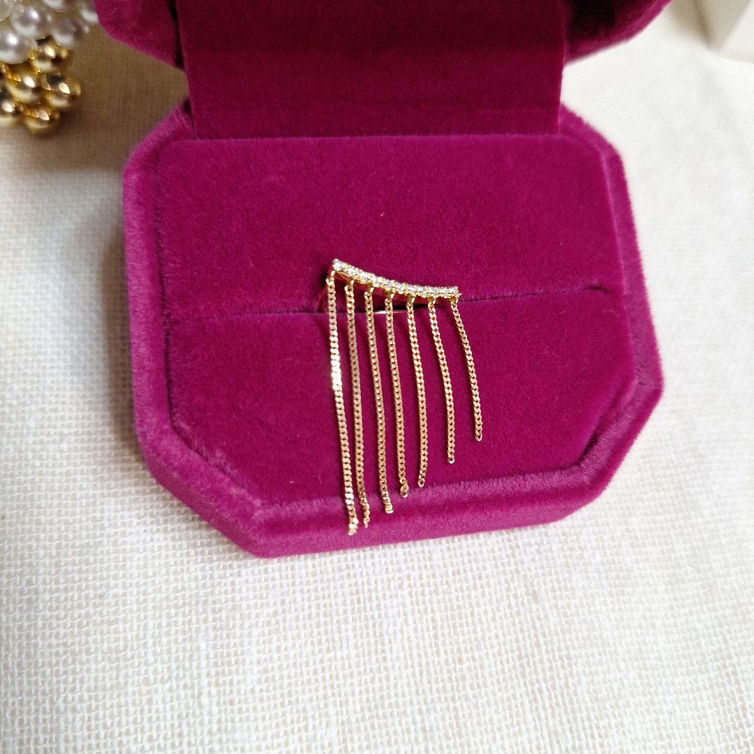 AHKAH K18YG シャンデリアチェーン フリンジ ダイヤ ピアス