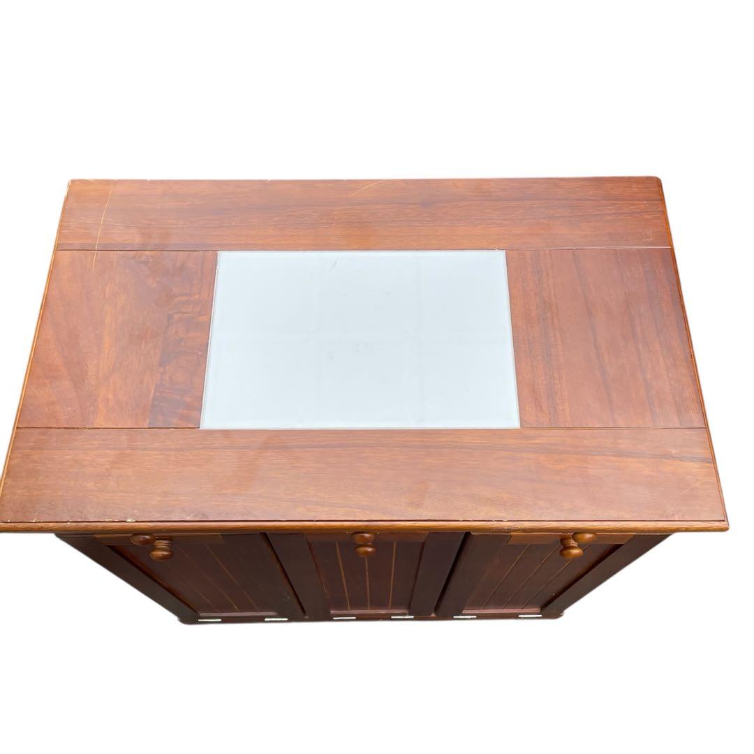 カントリー キッチンカウンター ダストボックス 木製 キャスター付き