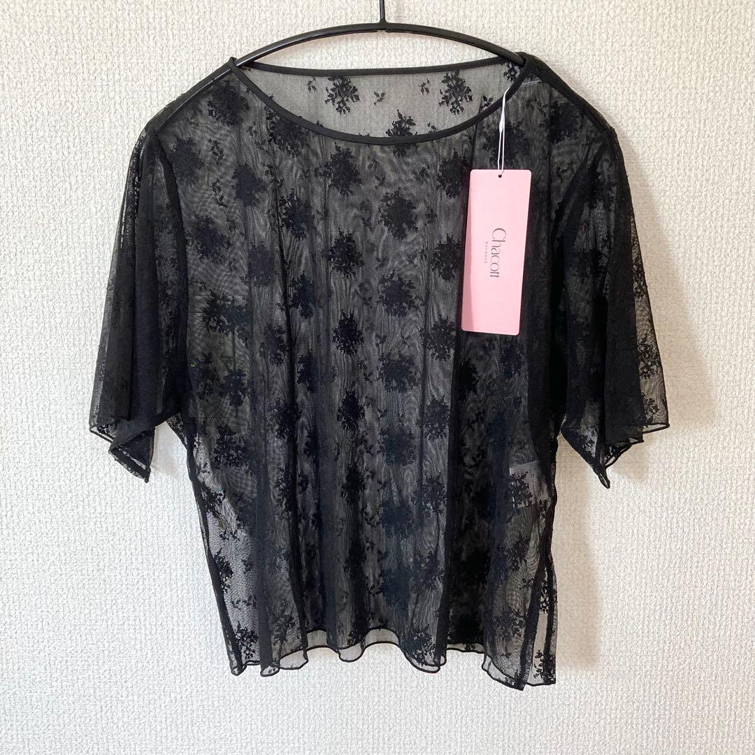チャコット レース Tシャツ M シアー トップス 黒 社交ダンス バレエ ヨガ レディース ダンス ジャズ バレエ ヨガ シンプルTシャツ トップス 着