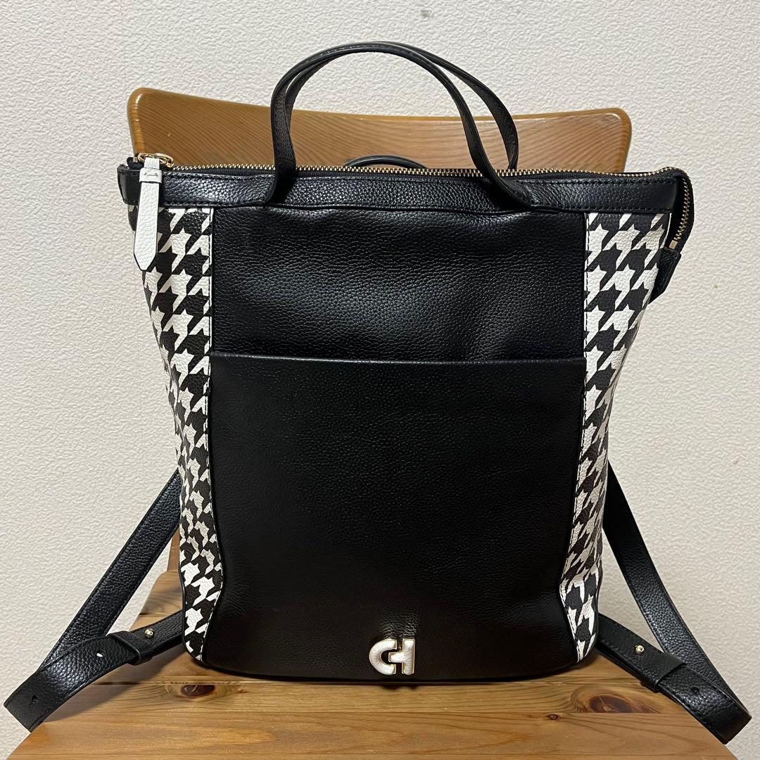 コールハーン 良品 3way 多収納 大容量 A4収納可 リュック 千鳥格子