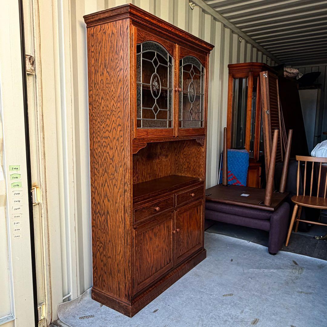 取付無料！三越家具 ブルージュ 天然木ステンドグラス扉アンティーク