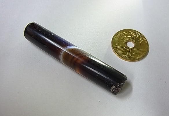 ☆C1901☆アンティーク 5.9㎝ 縞瑪瑙 白帯 ストーン 長いビーズ メノウ