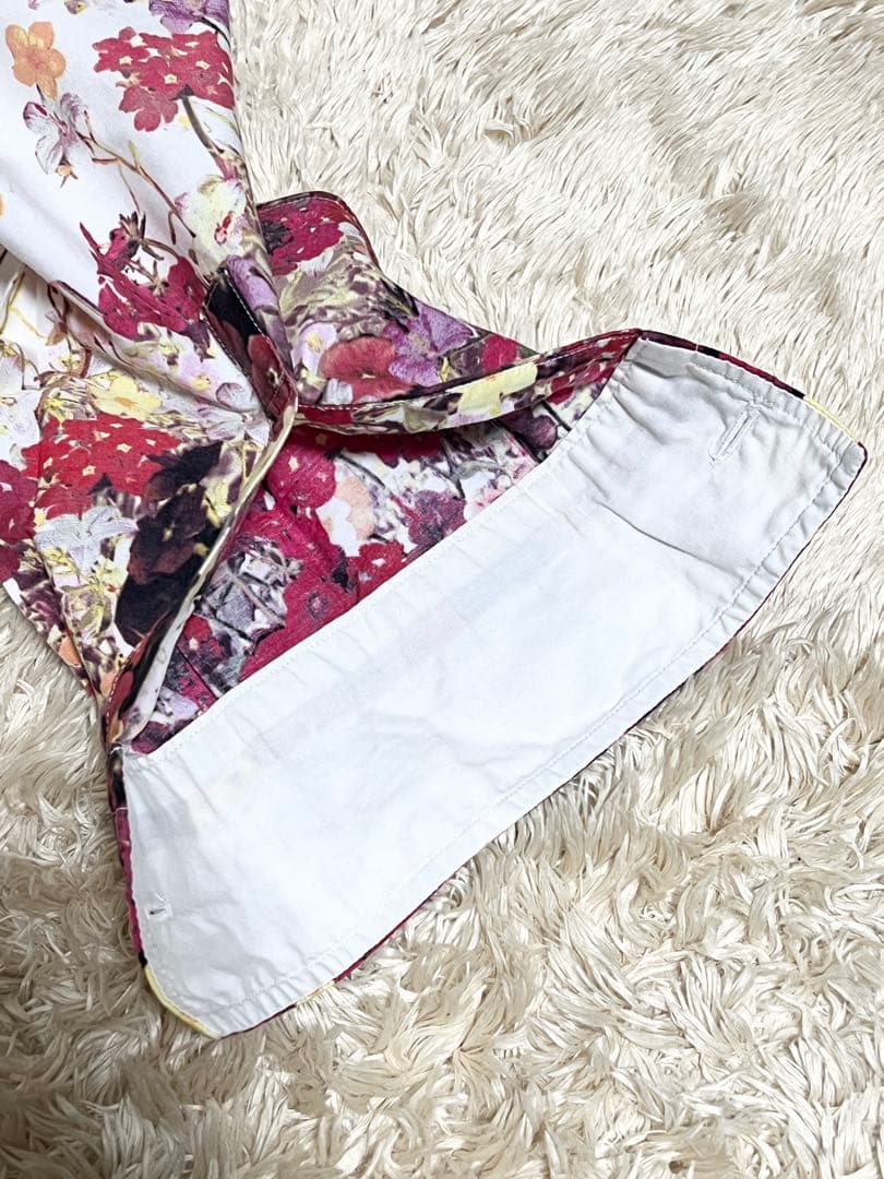 美品 日本製 Paul Smith L コットン花柄シャツ ドレス ホワイト 白