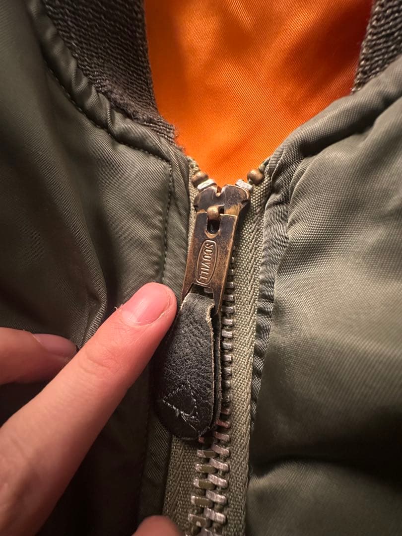 70s 米軍実物 MA-1 ALPHA SCOVILLジッパー M ヴィンテージ