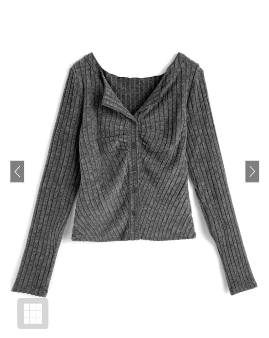 新品タグ付き】グレイル_フロントボタンギャザーリブトップス[yz673