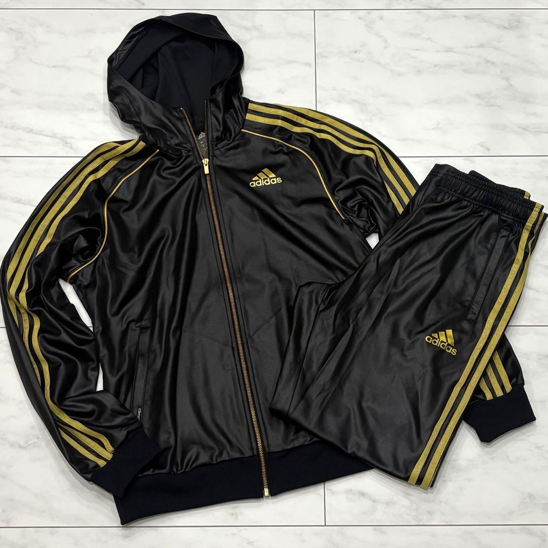 極美品》アディダス コーティングジャージ セットアップ ゴールド