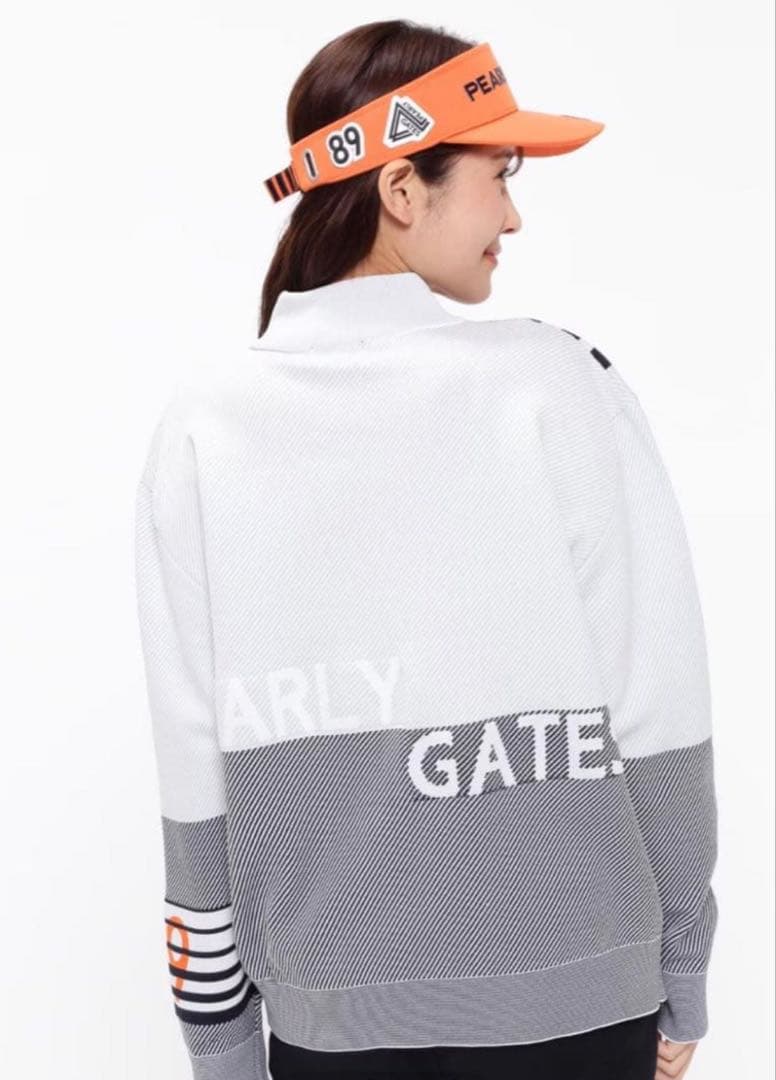 パーリーゲイツ ポリエステルヤーンmmバイヤスジャガードニットセーター