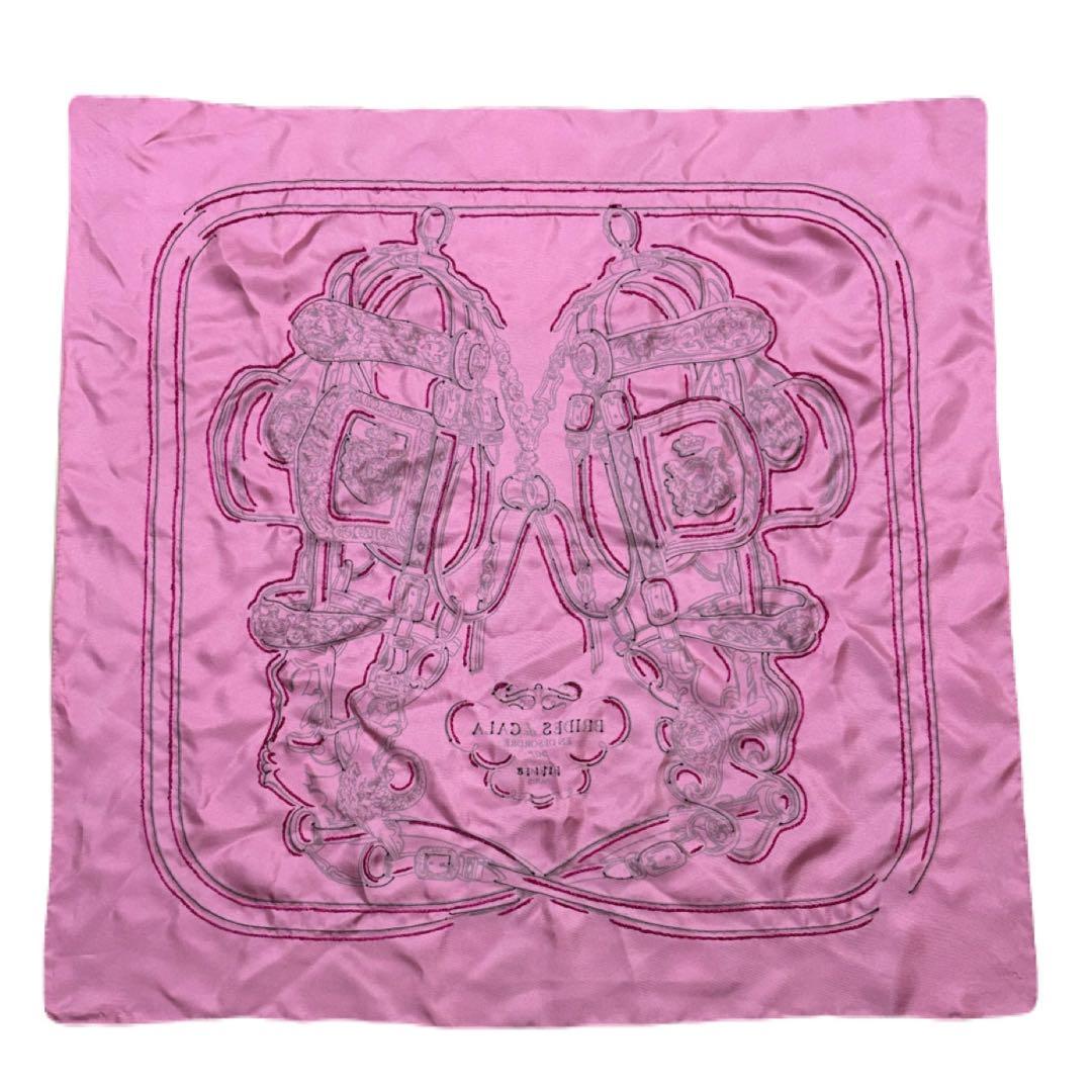 HERMES カレ 70 《ブリッド・ドゥ・ガラ》スカーフ ピンク タグ欠損