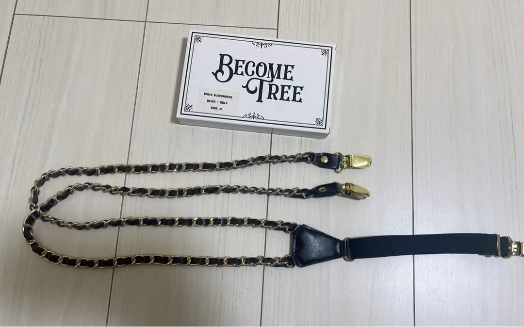 BECOME TREE ブラック×ゴールドチェーンサスペンダーM - WWW.TOIDI.NET